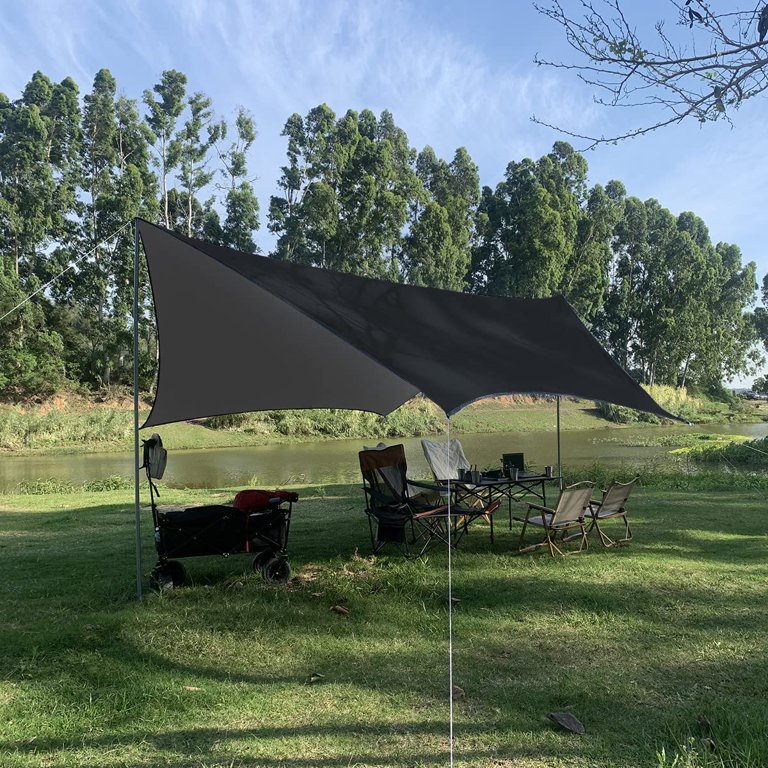 10x13ft Camping Tarp with Poles Waterproof Tent Tarpaulin