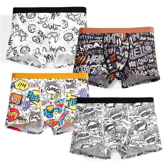 Boys Underwear, 4 Pack Kids Boxer Shorts Boys Youth Soft Cooling Boxers 8-14 Years
