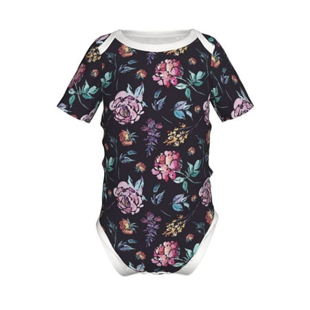 

Coaee Roses Flowers for Soft Baby Short-Sleeve Bodysuit Baby Climbing Clothes Baby Girls Boys Bodysuit Romper-9M