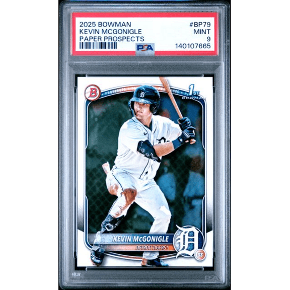Graded 2025 Topps Bowman Kevin McGonigle #BP79 Paper Prospects Rookie RC Baseball Card PSA 9 Mint