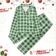 thumbnail image 2 of CAIVO Children Plaid Printed Button Down Lapel Long Sleeve Tops And Pants 2 Piece Pajama Sets Pyjamas, 2 of 4