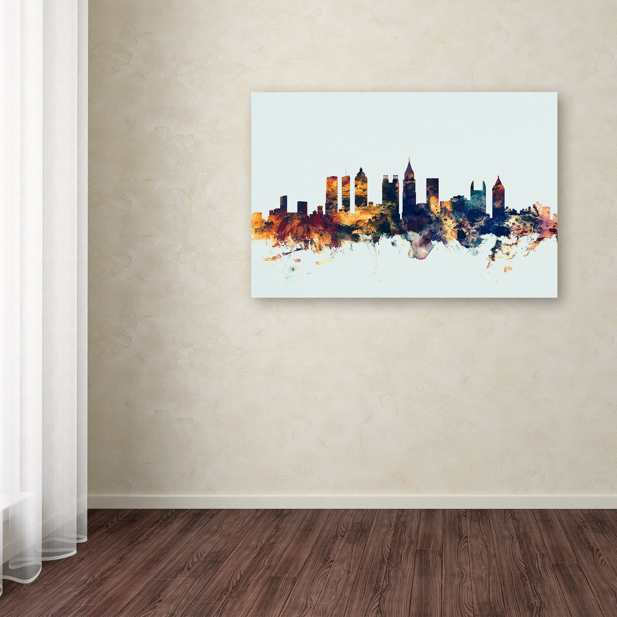 Trademark Fine Art "Atlanta Georgia Skyline Blue" Canvas Art by Michael Tompsett