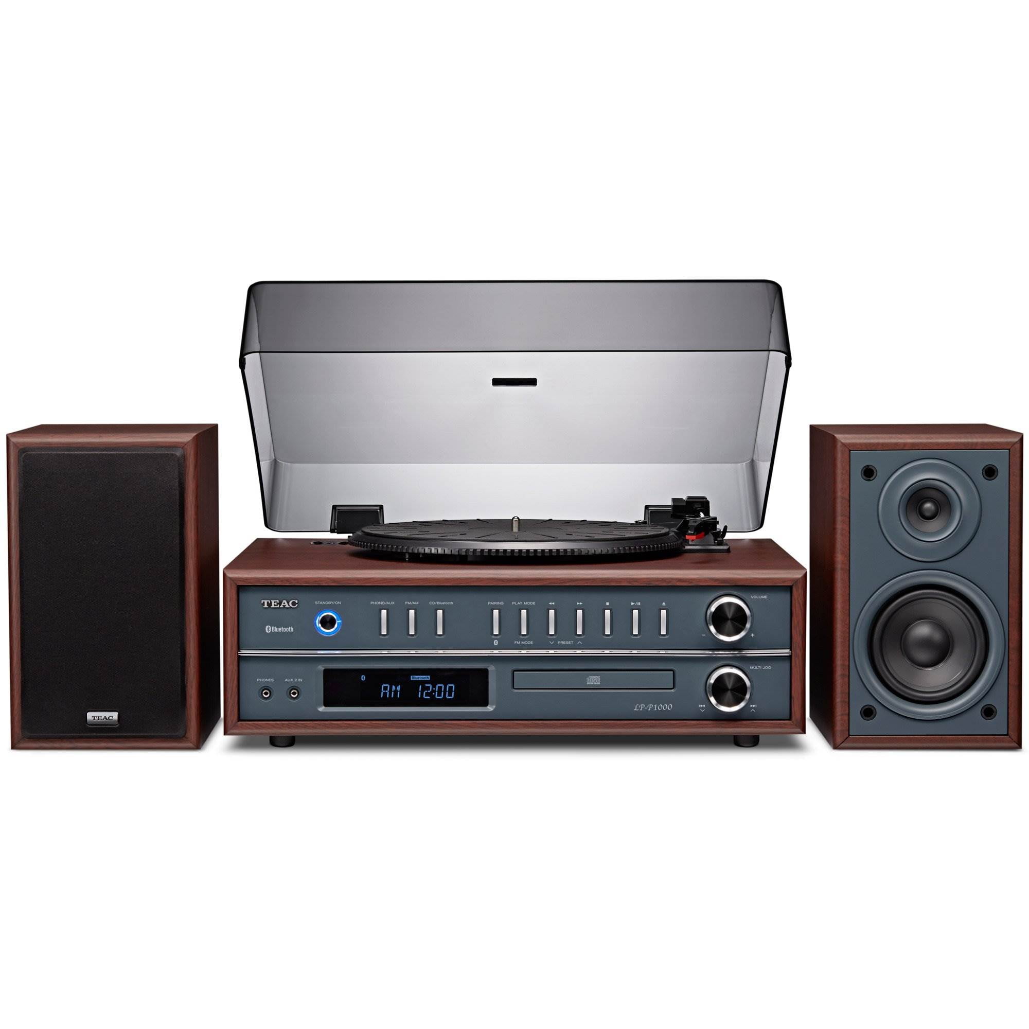 Teac 3 Speed Portable Turntable Vinyl Stereo System with CD, Radio, & Bluetooth Teac 3 Speed Portable Turntable Vinyl Stereo System with CD, Radio, & Bluetooth