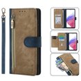 thumbnail image 1 of Mantto Wallet Case Compatible with Samsung Galaxy S21 FE, Premium PU Leather Zipper Folio Wallet RFID Blocking with Wrist Strap Magnetic Closure Built-in Kickstand Protective Case - Blue, 1 of 10