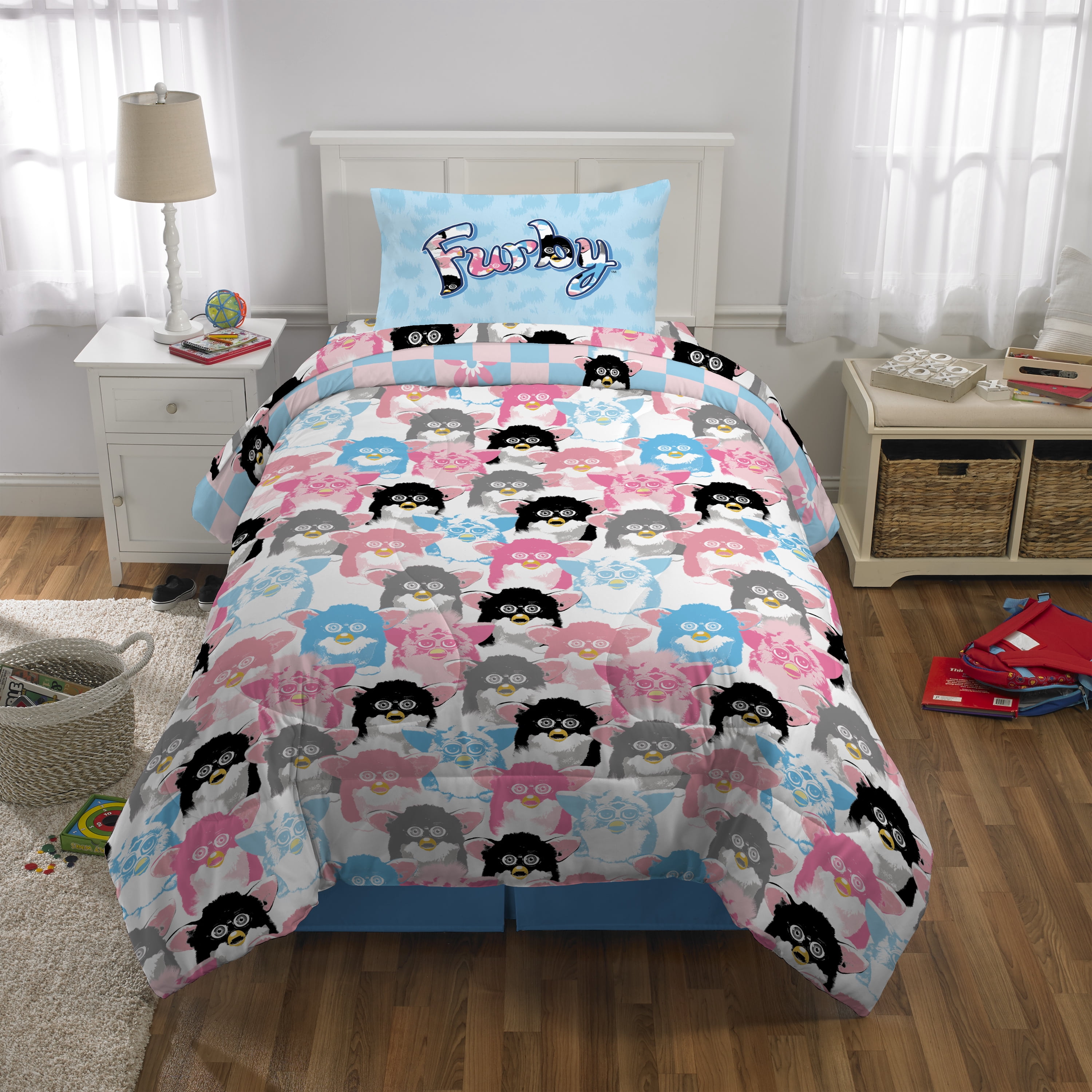 Furby Kids Twin Bed in a Bag, 4Pc Bedding Set, Comforter and Sheets
