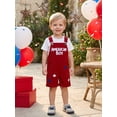thumbnail image 5 of BemeyourBBs Toddler Baby Boys 4th of July Outfit Romper Overall Shorts Kids Baby Boy Patriot Independence Day Clothes Stars American Boy Letters Summer Corduroy Jumpsuit Bib Overalls, 5 of 9