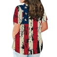 thumbnail image 4 of Fiudx Ofertas de La Semana Día de La Independencia Moda Mujeres Manga Corta Floral Impreso Cuello Redondo Sobre Tamaño Tops Verano Camiseta Blusa, 4 of 6