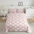 thumbnail image 2 of Erosebridal Pink Checkered Bedding Sets Full with Comforter, Kawaii Bow Bedding Sets Full with Comforter, Geometry Grid Room Decor, Reversible 3-Piece, 2 of 8