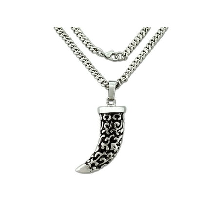 Men's Stainless Steel Horn Pendant, 24