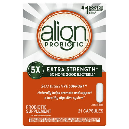 Align Extra Strength Probiotic, Probiotic Supplement for Digestive Health in Men and Women, 21 capsules, #1 Doctor Recommended Probiotics