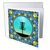 3dRose Disc Golf Abstract Basket - blue and green disc golf graphic design - Greeting Card, 6 by 6-inch
