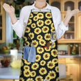 thumbnail image 6 of Black Sunflower Pattern Apron-Garden Aprons for Women with Pockets-Cotton Linen Waterproof Kitchen Cooking Gardening Aprons Adjustable for Kitchen,Cooking,BBQ and Salon 33x27 Inch, 6 of 7