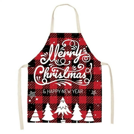 

Peryerana Christmas Apron Adjustable Black and Red Check Plaid Apron Anti-oil and Anti-fouling Kitchen Baking Apron