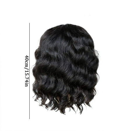 Wig Fashion Short Curly Wig Women's Middle Part Black Water Wavy Short Curly Sleeve