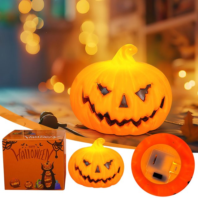 Luces de linterna de calabaza de Halloween | Decoración de Halloween con LED colgada | Atrezzo para fiestas interiores al aire libre | Pack de 3 linternas naranjas tenebrosas | Eficiencia energética