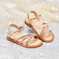 thumbnail image 3 of Toddler Girl Rosegold Sandals Size 5 - Little Flower Girl Easter Flower Girl Dress Shoes Sparkly Little Kid Summer Flats, 3 of 6