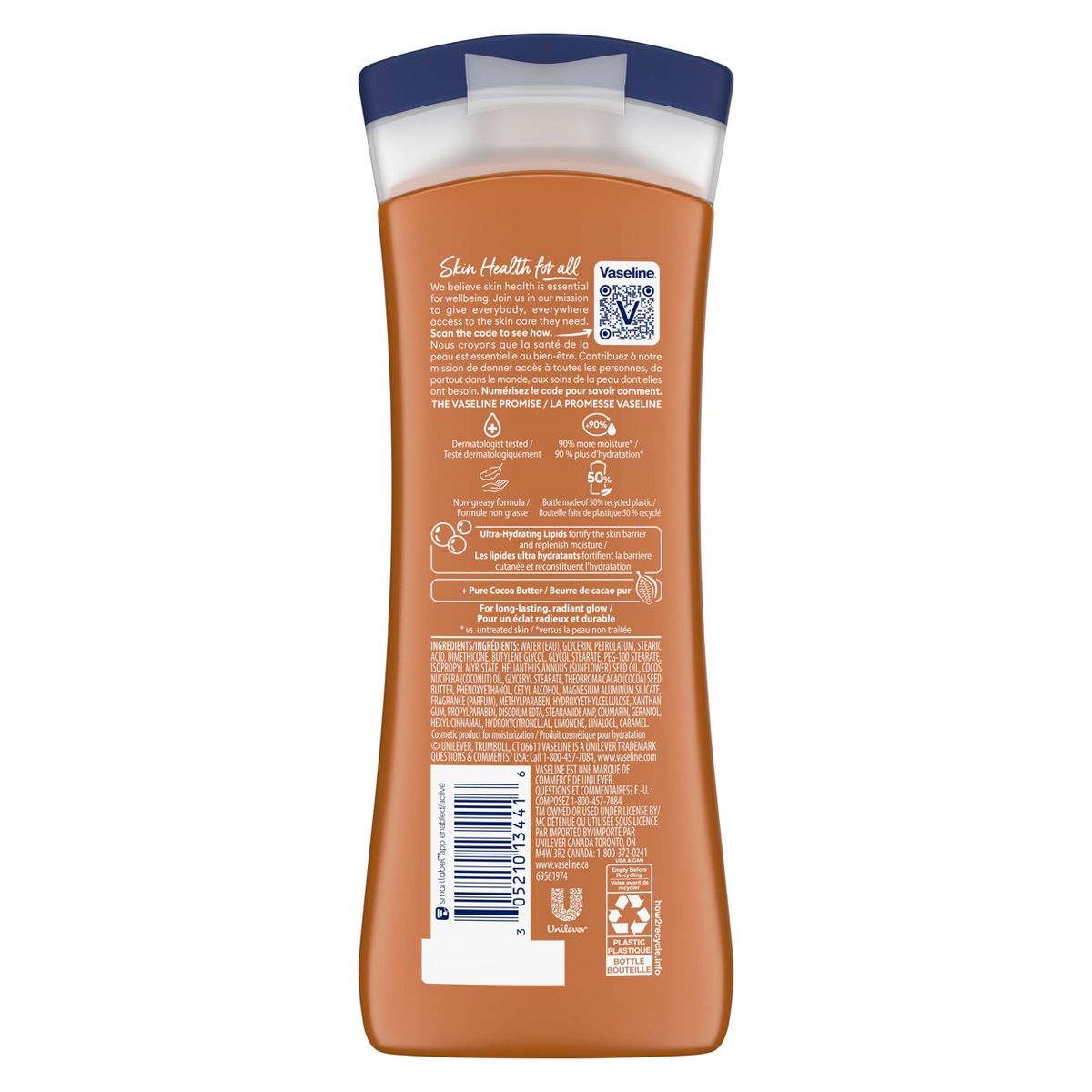 2X - Vaseline Intensive Care Body Lotion Cocoa Radiant for Dry Skin with Ultra-Hydrating Lipids 10 fl oz