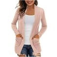 thumbnail image 2 of Womens Oversized Cardigans Ndbuld Fashion Women's Casual Long Sleeve Solid Pocket Ladies Blouse Coat Outwear Jacket Gift for Girls Pink 2XL, 2 of 7