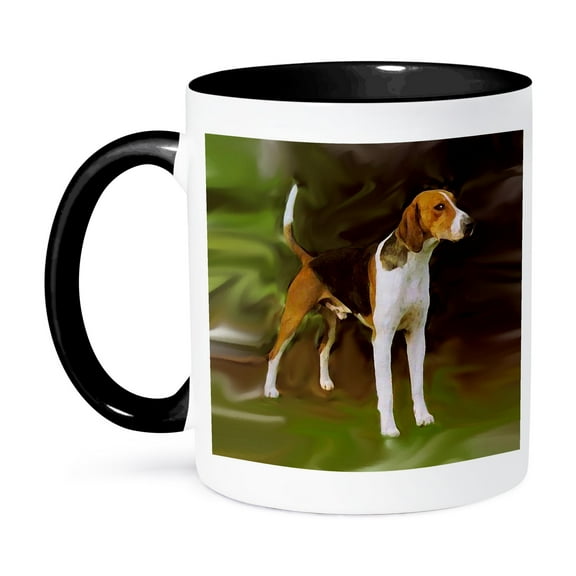 3dRose, American Foxhound, 11oz Two-Tone Black Mug