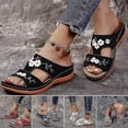 thumbnail image 1 of Leather Flower Embroidered Vintage Casual Soft Footbed Orthopedic Arch-support Sandals, 1 of 3