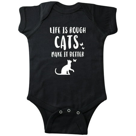 

Inktastic Life Is Rough Cats Gift Baby Boy or Baby Girl Bodysuit
