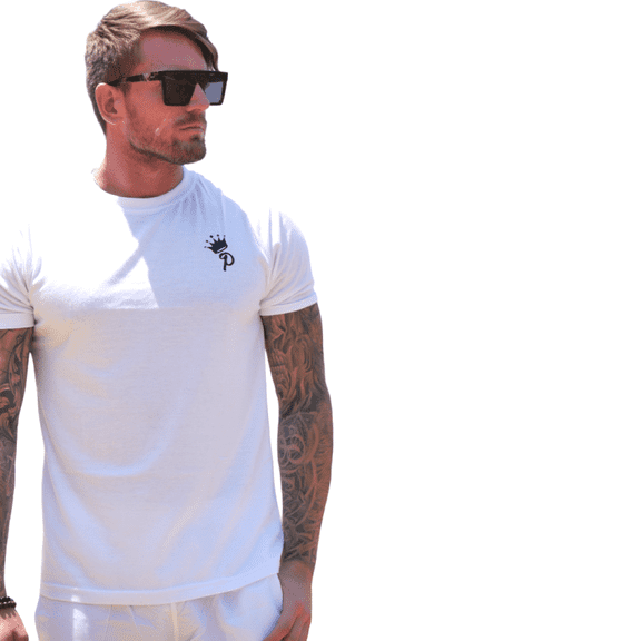 Mens White logo tshirt w black logo