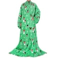 thumbnail image 7 of Catalonia Wearable Blanket with Sleeves and Pocket, Cozy, Soft Fleece Blanket Robe for Adult Women and Men, Green Santa and Deer Pattern, 73" x 51", 7 of 7