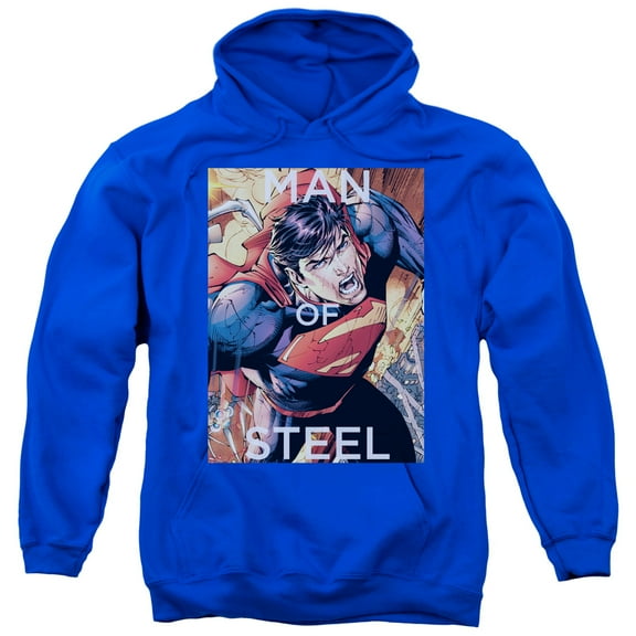 Superman Flight Of Steel Adult Pullover Hoodie Sweatshirt Royal Blue