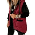 thumbnail image 4 of ZMHEGW Women Coats Winter Sleeveless Vest Long Hoodie Warm Down With Pockets Quilted Outdoor Fall Jackets, 4 of 7