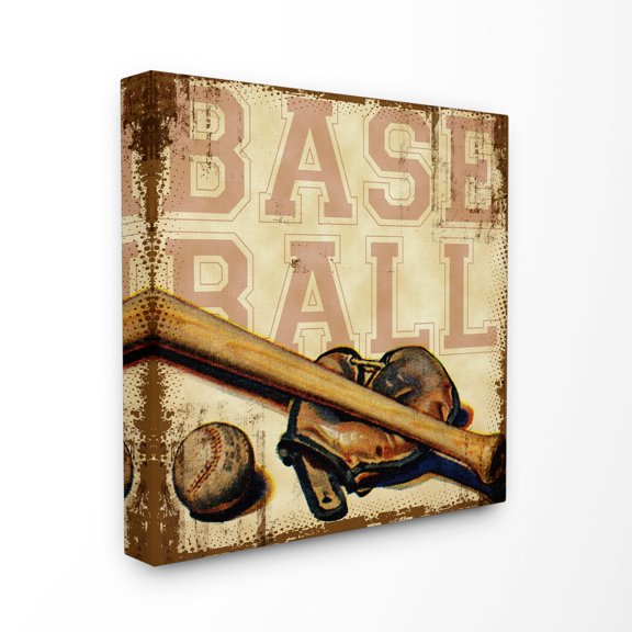 The Kids Room by Stupell Baseball Bat Mitt Ball Sports Word Design Canvas Wall Art by The Saturday Evening Post