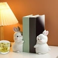 thumbnail image 2 of thinsony Rabbit Bookends Book Stand Holder Resin Figurines for Home Cabinet Decor, 2 of 8