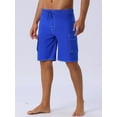 thumbnail image 2 of DARING DIVA Men's Solid Color Side Pockets Lining Summer Board Shorts 34 Blue, 2 of 6