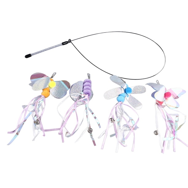 Juguetes de varita para gatos divertido palo para gatos alivia el aburrimiento interactivo con 4 piezas de accesorios reemplazables para gatitos para interiores ANGGREK Otros