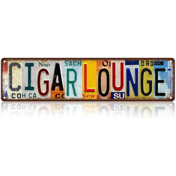 Vintage Cigar Lounge Metal Tin Signs Street Signs Wall Decor 16 x 4 Inches