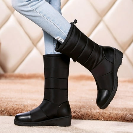

MIASHUI Winter Warm And Plush New Flat Bottom Thickened Down Cloth Medium Snow Boots Large Women s Boots Autumn Winter Casual Shoes for Women