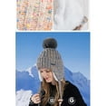 thumbnail image 5 of UTSJKR Ear Protection Winter Hats Womens Fashion Warm Knit Slouchy Beanie Soft Chunky Outdoor Skull Ski Cap with Faux Fur Pom Gray, 5 of 6