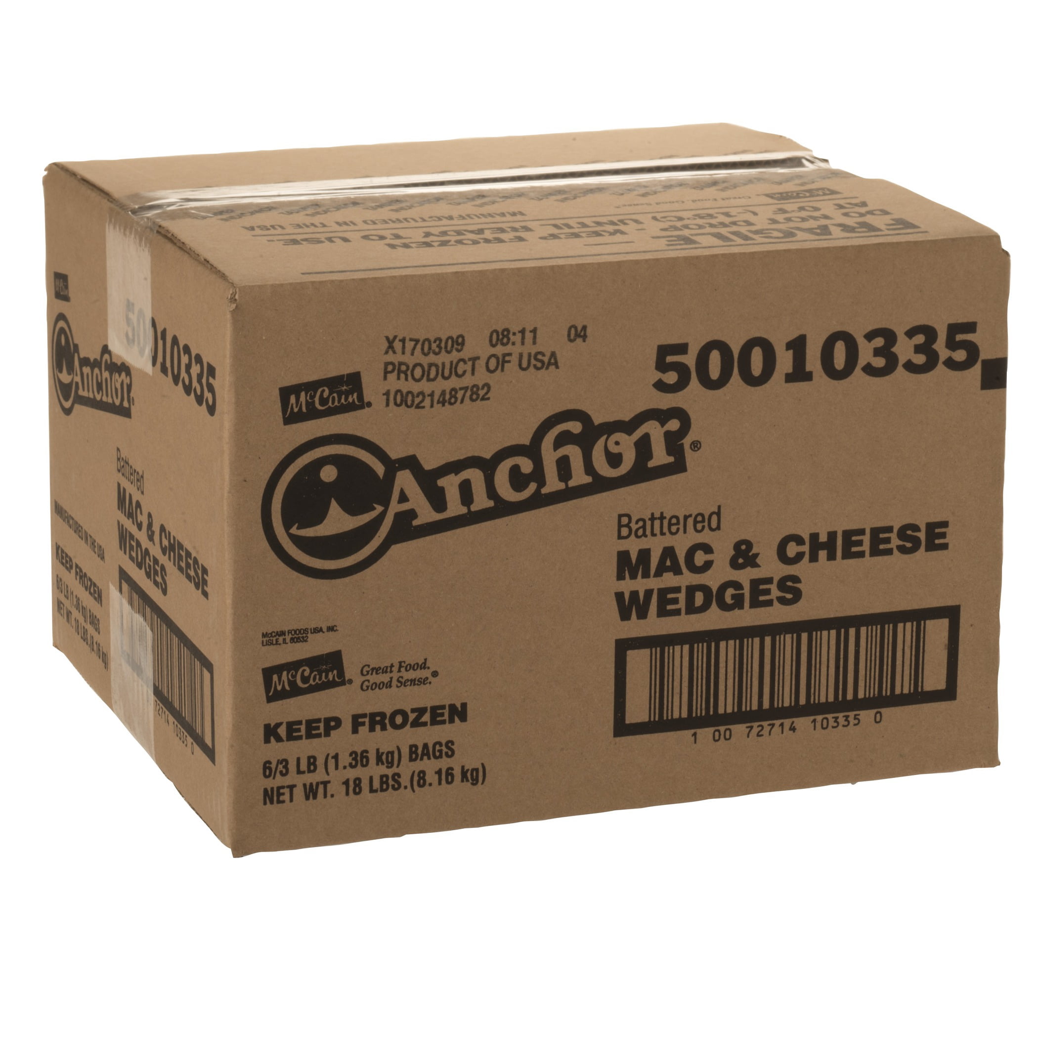 Anchor Battered Mac and Cheese Wedges 3 lb, (Pack of 6)