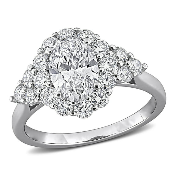Created Forever Women's 2 1/4ct TW Lab Grown Diamond Sterling Silver Halo Engagement Ring