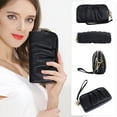 thumbnail image 6 of HAWEE Women's Wristlet Wallet Genuine Leather Double Zipper Casual Ruched Clutch Purse, Black, 6 of 7