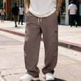 thumbnail image 3 of Ceisia Men Solid Color Loose Casual Pants Elastic Waist Drawstring Sports Gift Work Trousers, 3 of 9
