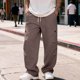 thumbnail image 3 of Ceisia Men Solid Color Loose Casual Pants Elastic Waist Drawstring Sports Gift Work Trousers, 3 of 9