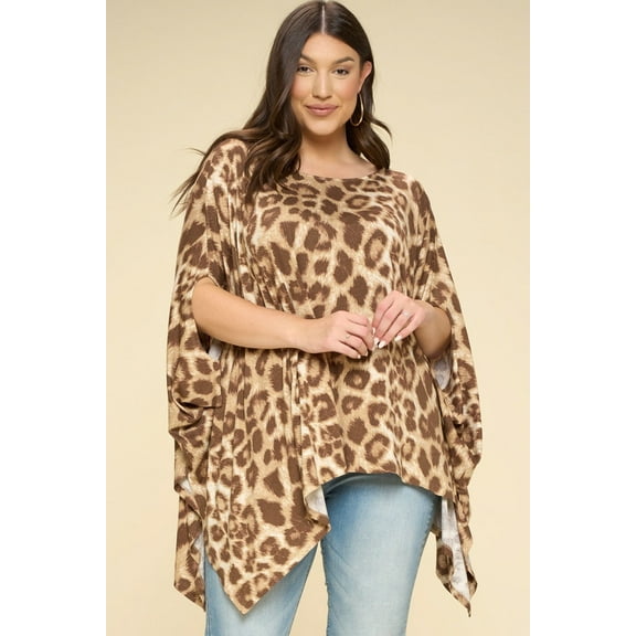 Animal Printed Rayon Span Poncho