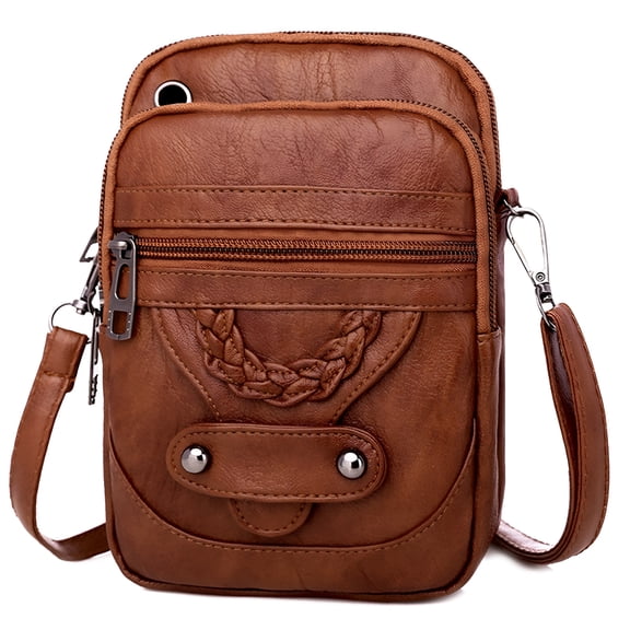 AOMRCOL Crossbody Cell Phone Bag, Small Pu Leather Purse for Women Men with Multi Pockets and Adjustable Strap