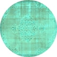 thumbnail image 1 of Ahgly Company Machine Washable Indoor Round Persian Turquoise Blue Traditional Area Rugs, 3' Round, 1 of 4