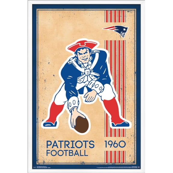 NFL New England Patriots - Retro Logo 14 Wall Poster, 22.375" x 34", Framed