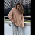 thumbnail image 4 of Camisetas de Larga Extragrandes para Mujer 2025, Camisetas Básicas de Cuello Redondo, Tops de Otoño, Ropa Informal de Entrenamiento Y2K Caqui L, 4 of 9