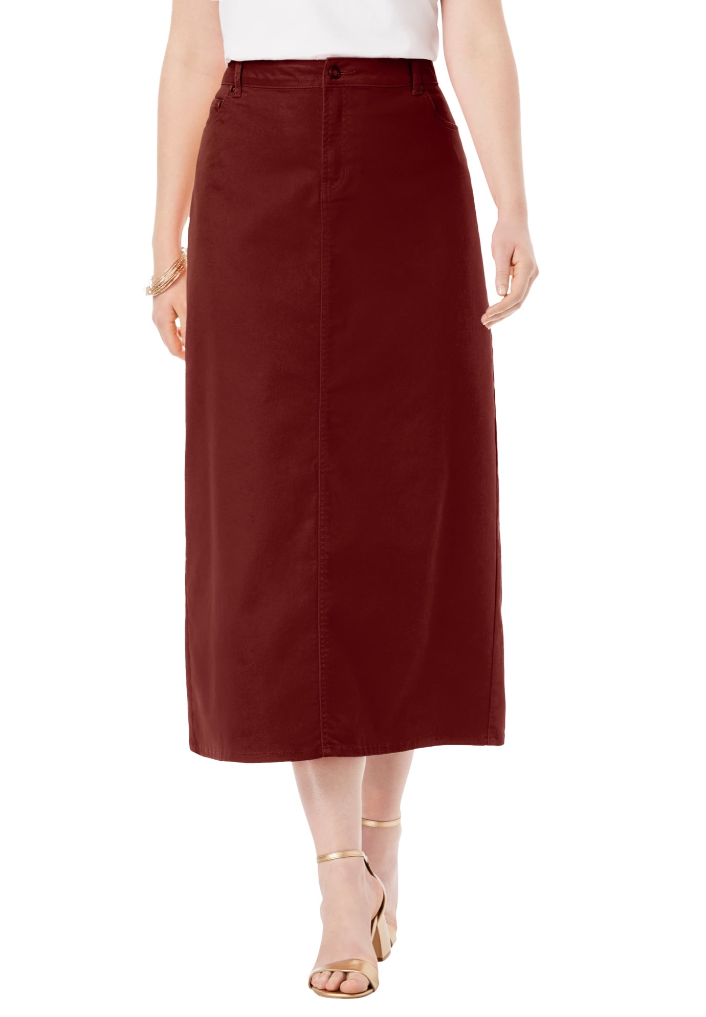 plus size red denim skirt