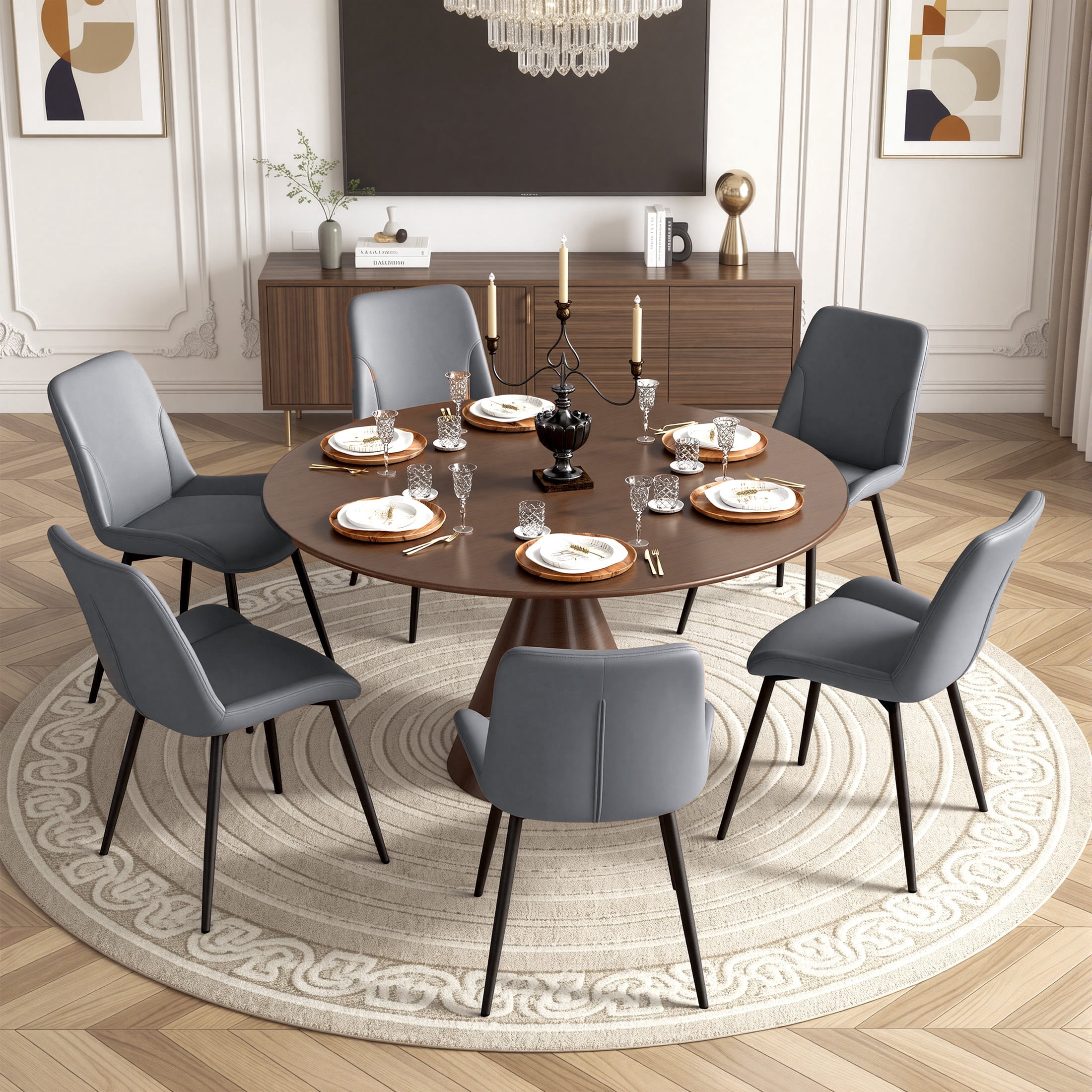 MOONMISS Dining Chair Set of 4,Upholstered with Ergonomic Backrest Metal Legs for Kitchen Office Reading,Dark Gray