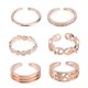 thumbnail image 1 of 1 juego / 6 piezas anillo delicado de decoración con incrustaciones de diamantes de imitación anillo de dedo hueco, 1 of 6