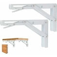 thumbnail image 1 of Juego de 2 soportes para estantes de 300 mm, soporte de consola plegable, soporte de pared de acero inoxidable, capacidad de carga de 60 kg/132 lb, color blanco, 1 of 5